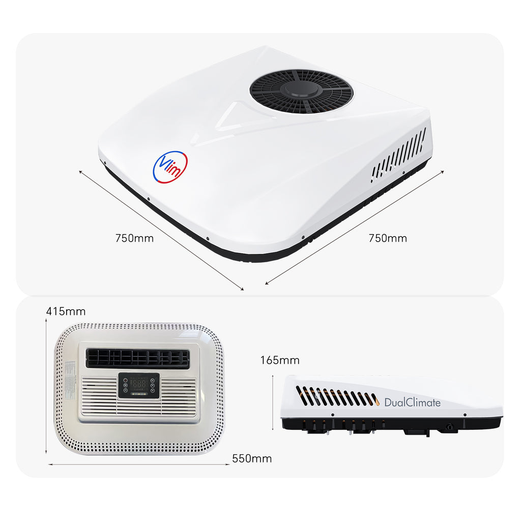 10000 BTU DC Inverter RV Rooftop Air Conditioner with Heat Pump, 12V/24V Battery Powered Cooling & Heating Unit for RV, Camper, Van